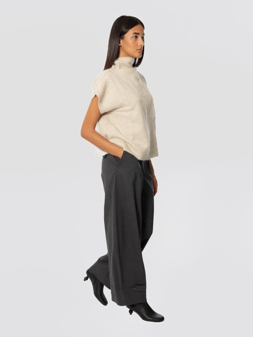 2026 New Arrival Pantaloni con Orlo Regolabile Antracite