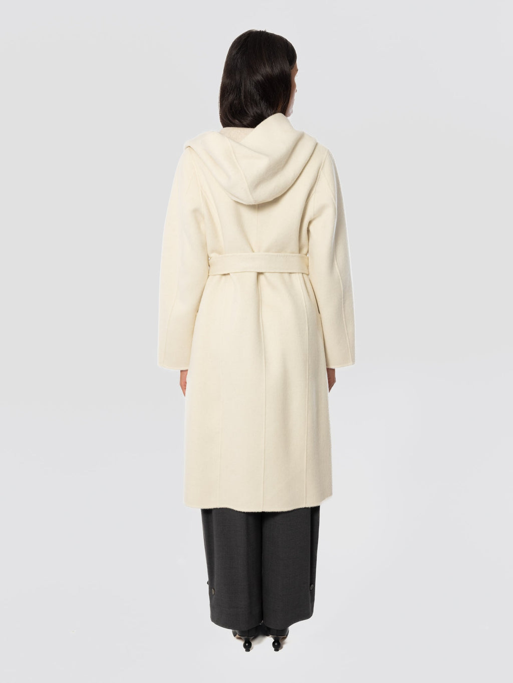 2026 New Arrival Cappotto in Double di Lana con Cappuccio Panna