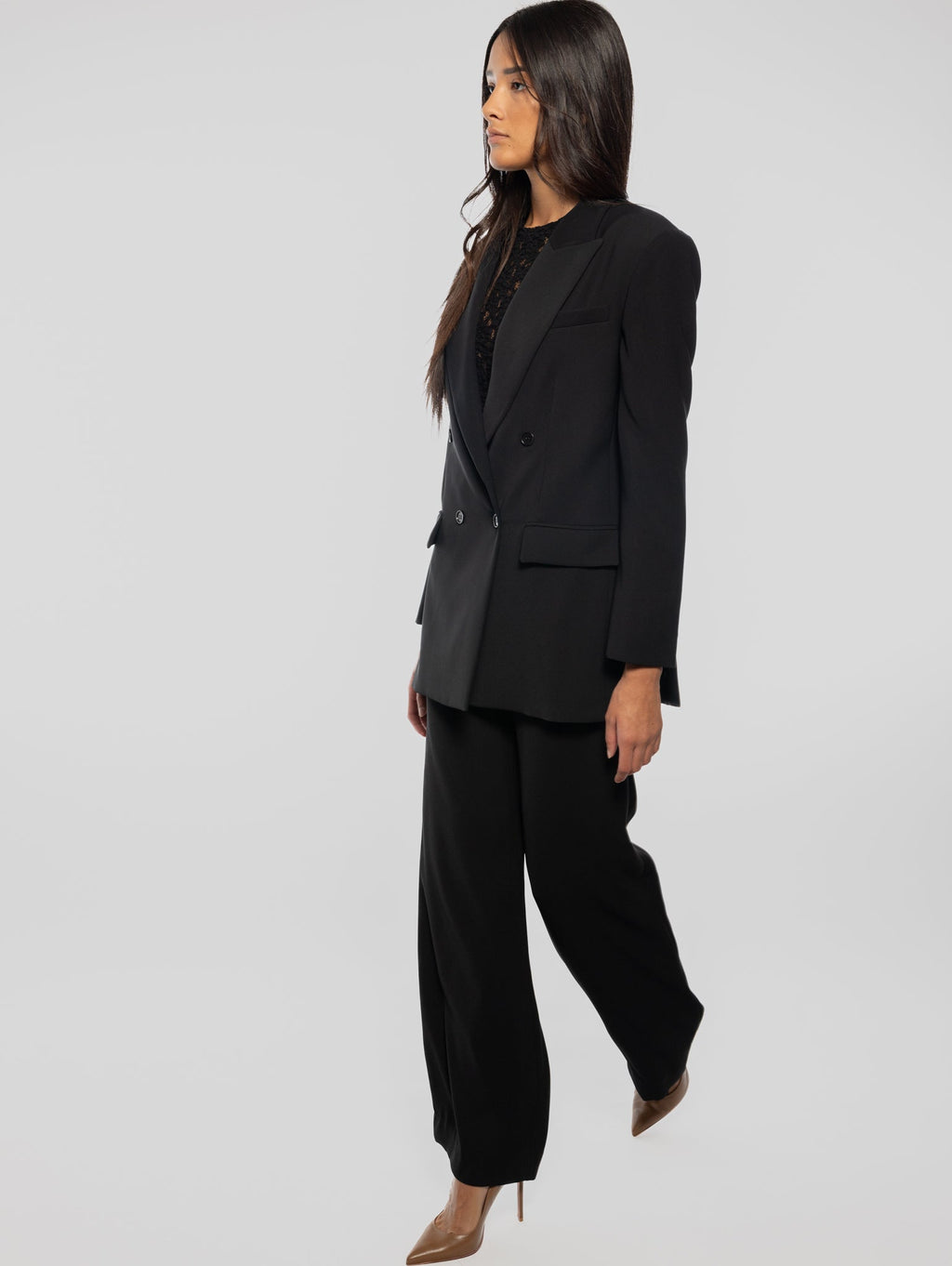 2026 New Arrival Pantaloni Palazzo in Cady Nero