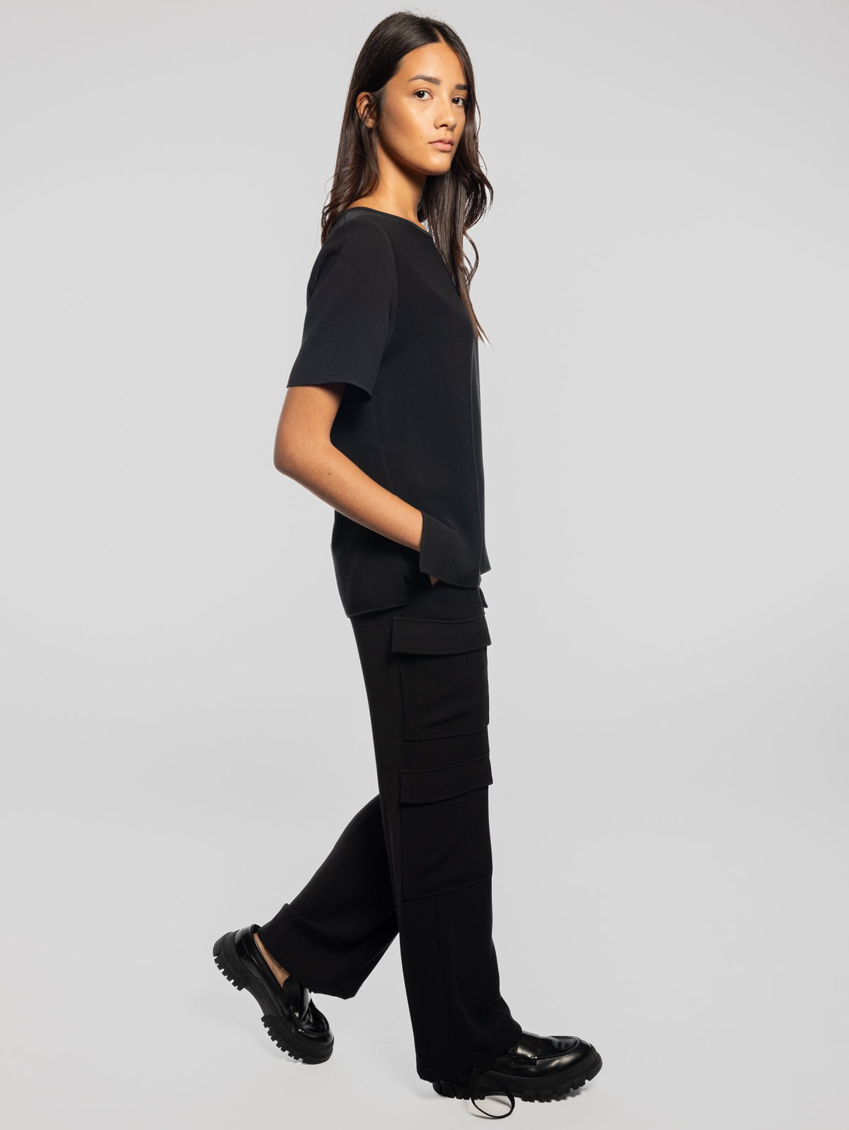 2026 New Arrival Pantaloni Cargo Ampi Nero