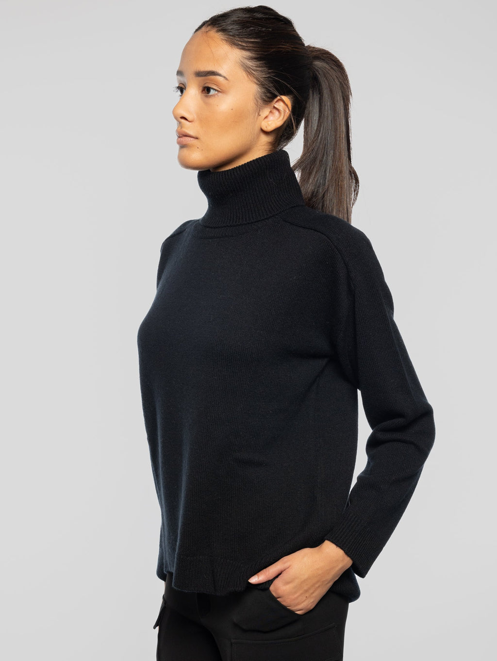 2026 New Arrival Maglia Collo Alto in Lana Nero