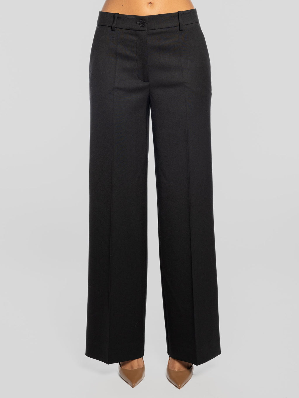 2026 New Arrival Pantaloni in Fresco Lana Palazzo Nero