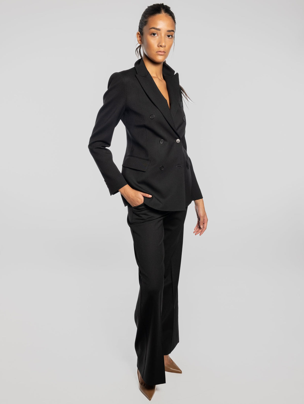 2026 New Arrival Pantaloni in Fresco Lana Palazzo Nero