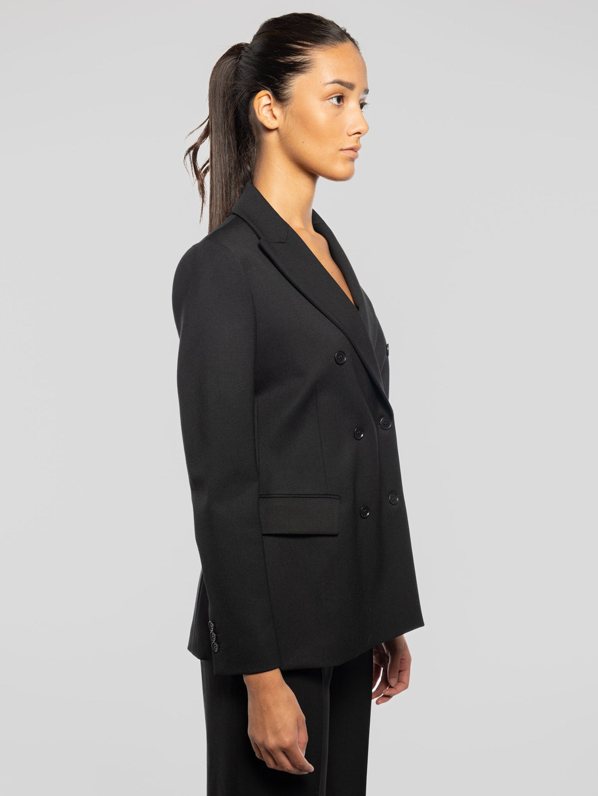 2026 New Arrival Giacca Doppio Petto in Fresco Lana Nero