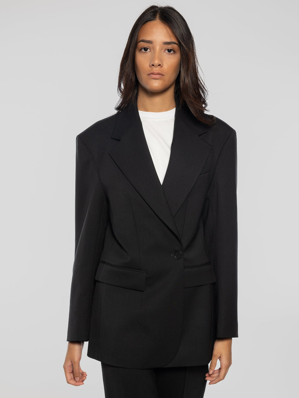 2026 New Arrival Giacca Oversize in Fresco Lana Nero