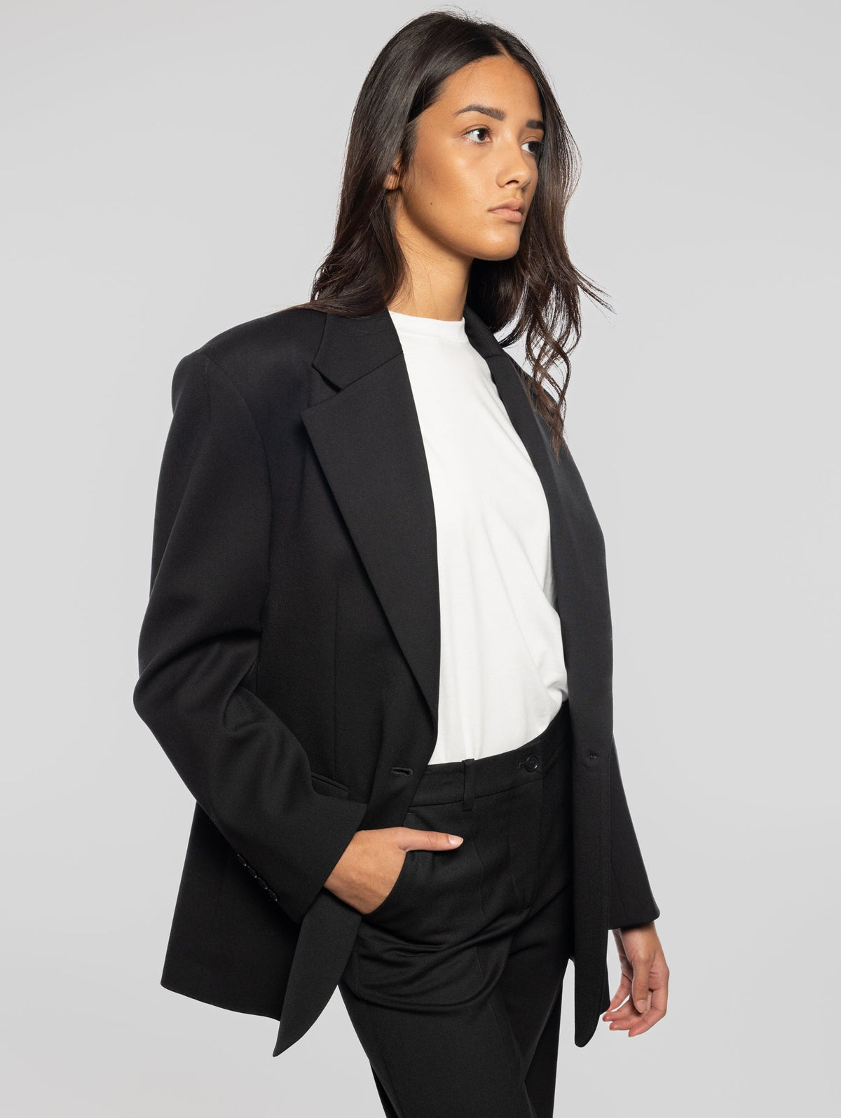 2026 New Arrival Giacca Oversize in Fresco Lana Nero