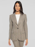 2026 New Arrival Giacca un Petto Fantasia Check Marrone