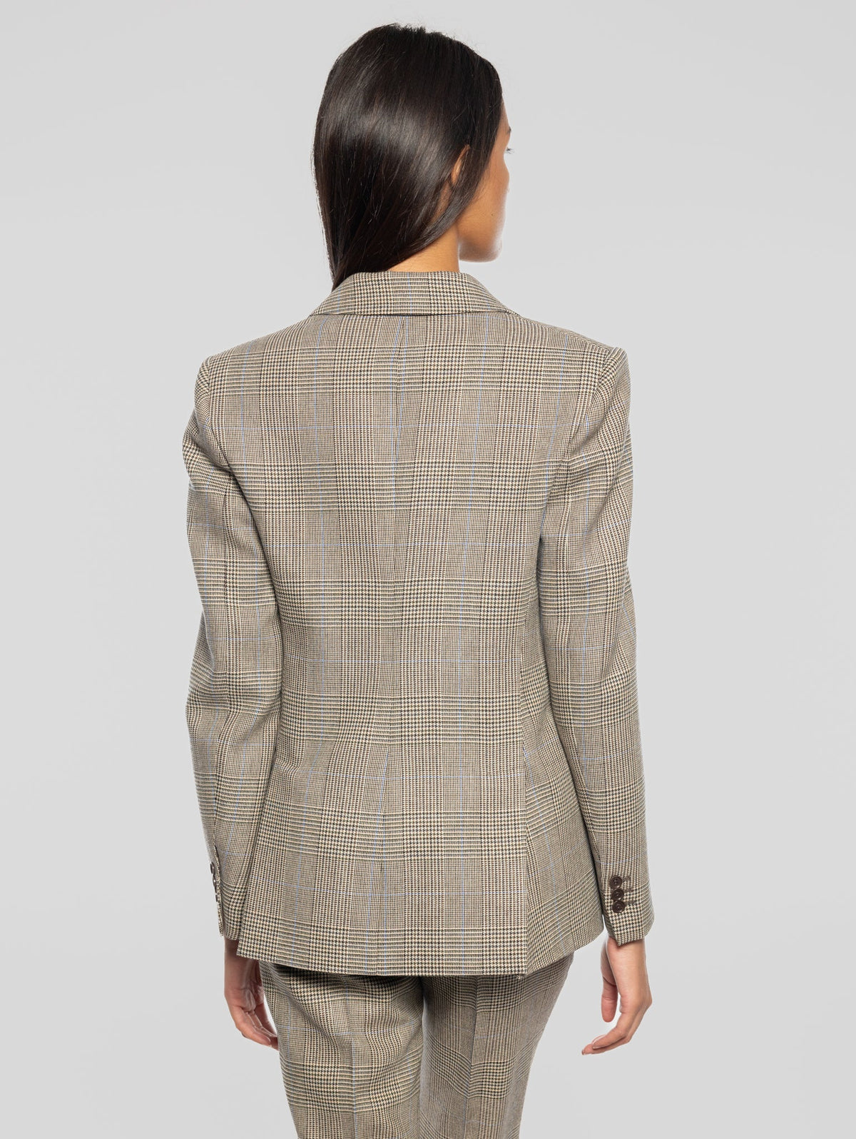 2026 New Arrival Giacca un Petto Fantasia Check Marrone