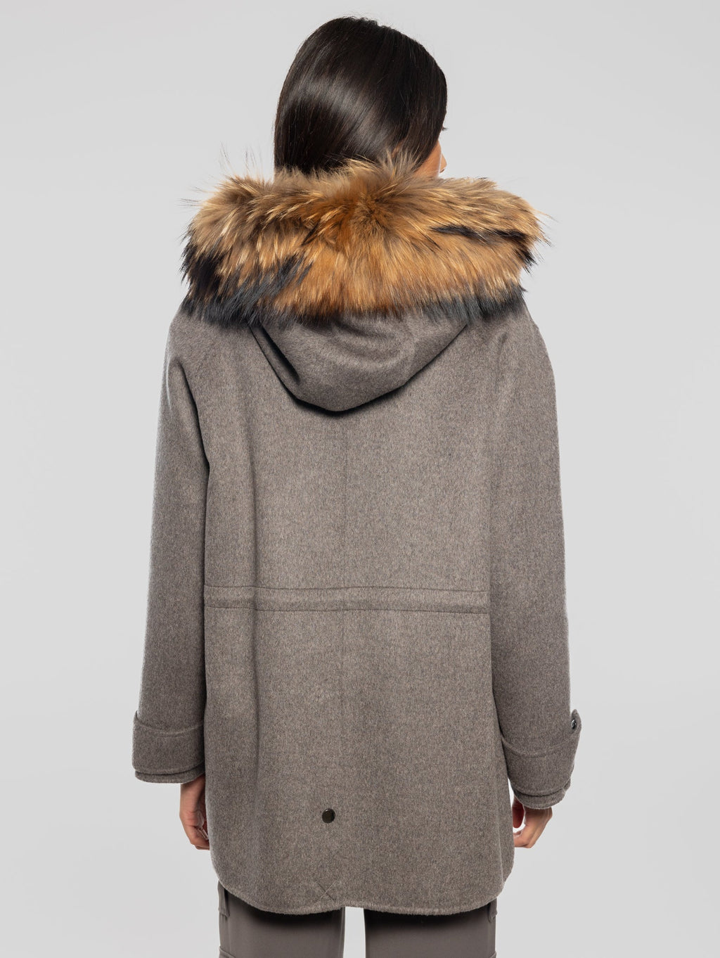 2026 New Arrival Cappotto con Cappuccio in Double di Lana Marrone