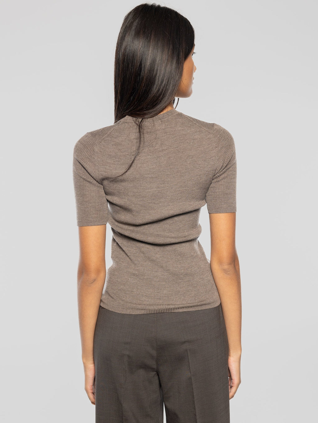 2026 New Arrival Maglia Maniche Corte a Costine Visone