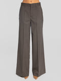2026 New Arrival Pantaloni Palazzo in Fresco Lana Marrone