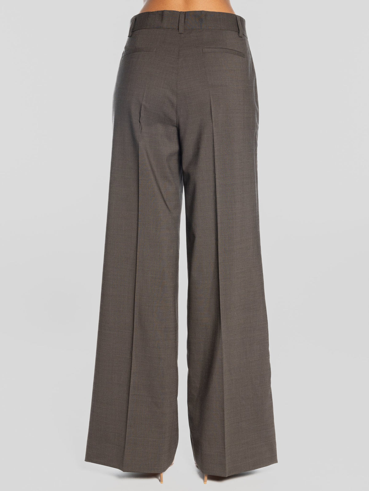 2026 New Arrival Pantaloni Palazzo in Fresco Lana Marrone