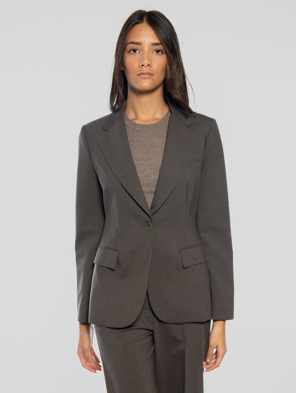 2026 New Arrival Giacca un Petto in Fresco Lana Marrone