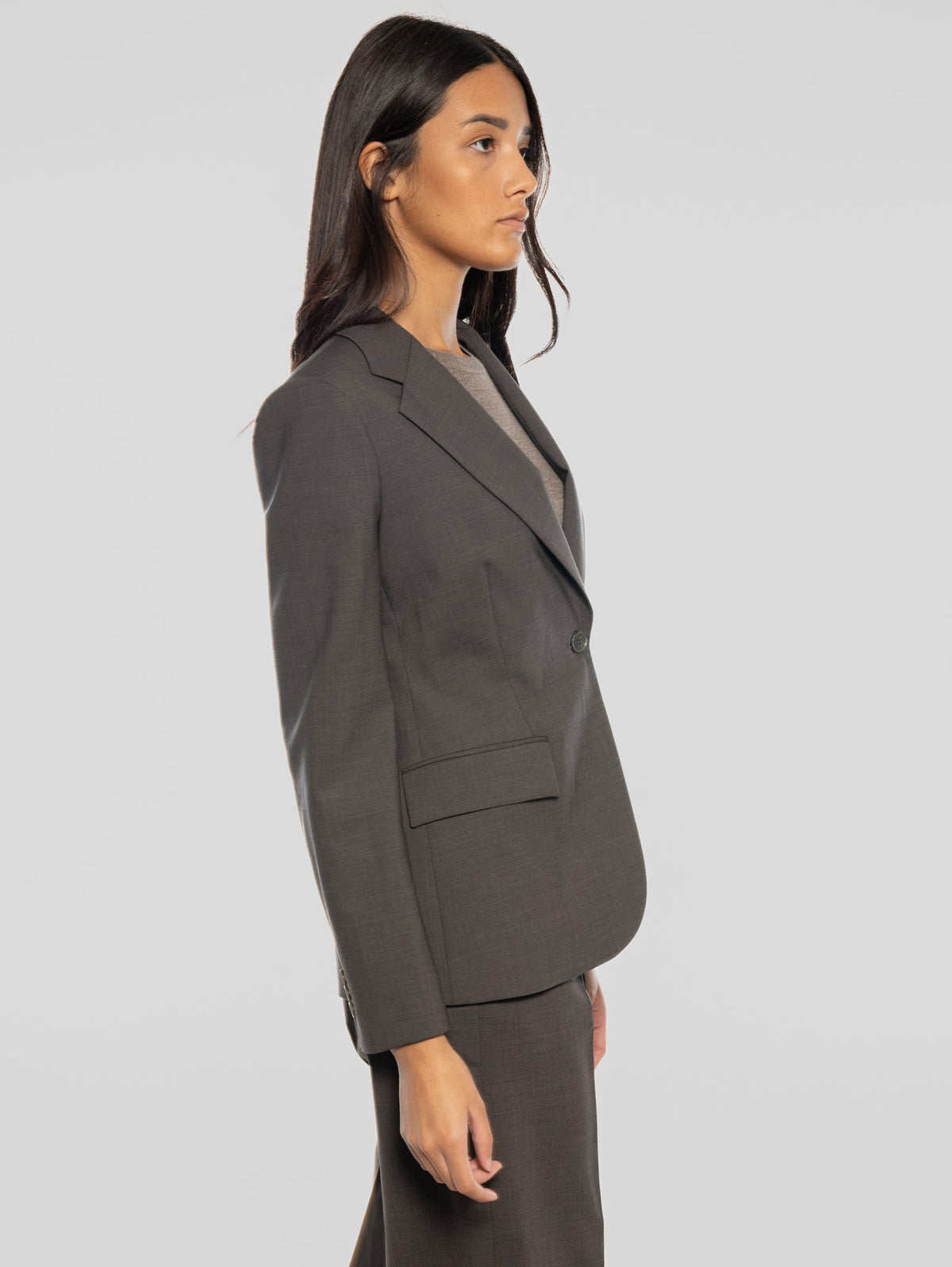 2026 New Arrival Giacca un Petto in Fresco Lana Marrone