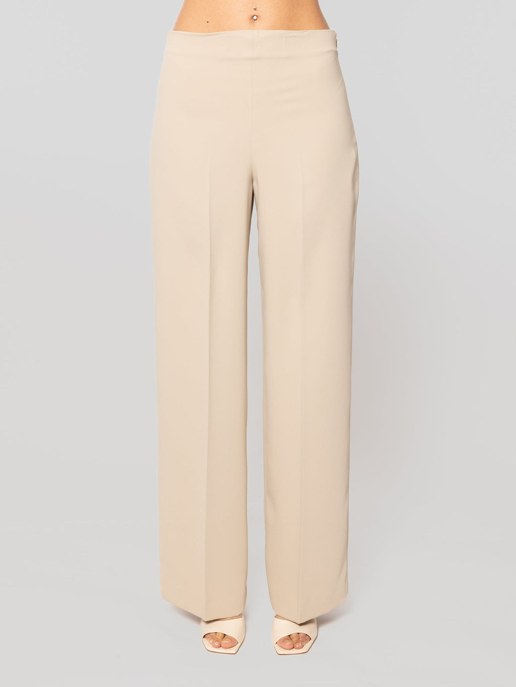 2026 New Arrival Pantaloni in Cady con Gamba Larga Sabbia