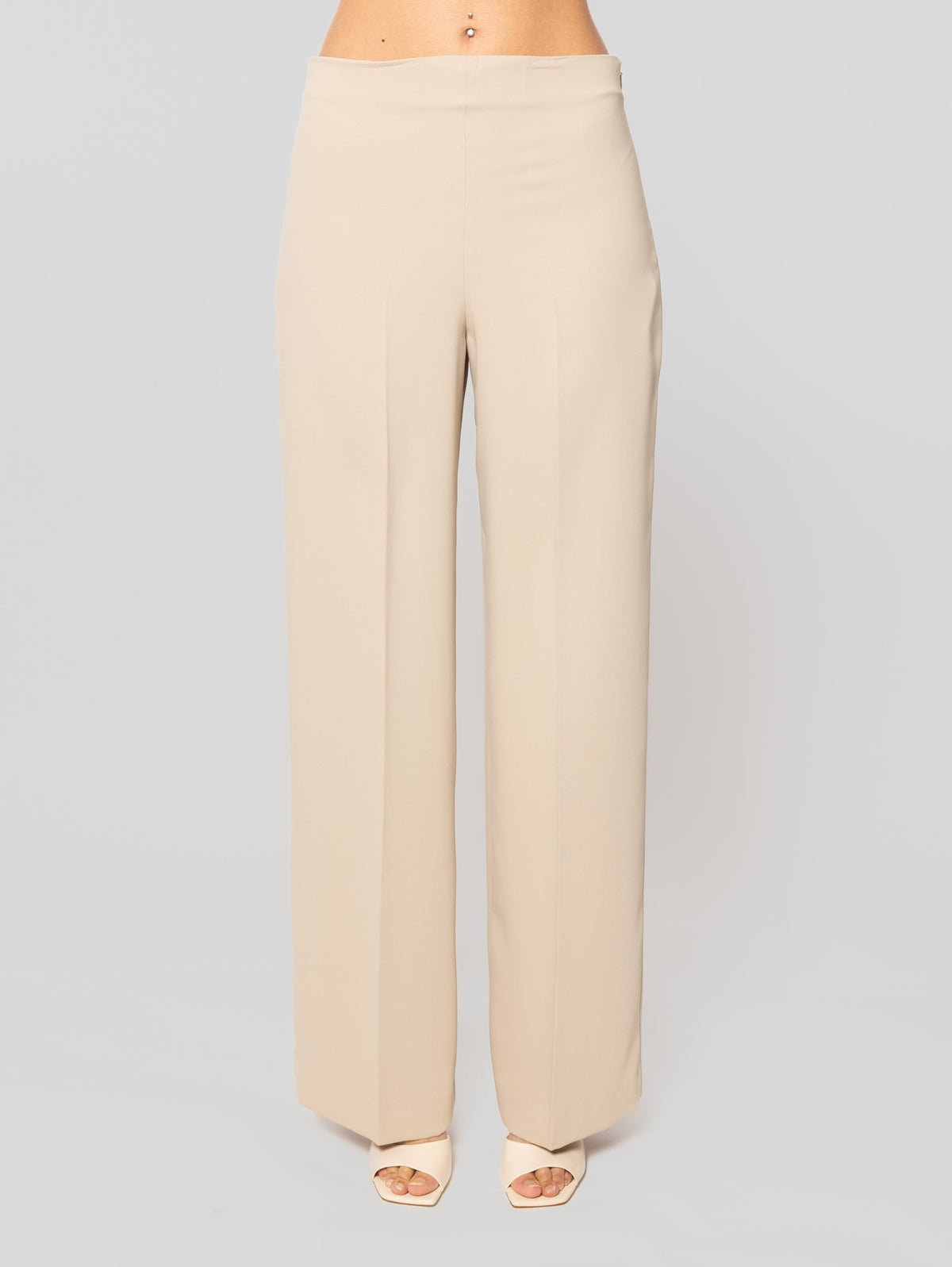 2026 New Arrival Pantaloni in Cady con Gamba Larga Sabbia