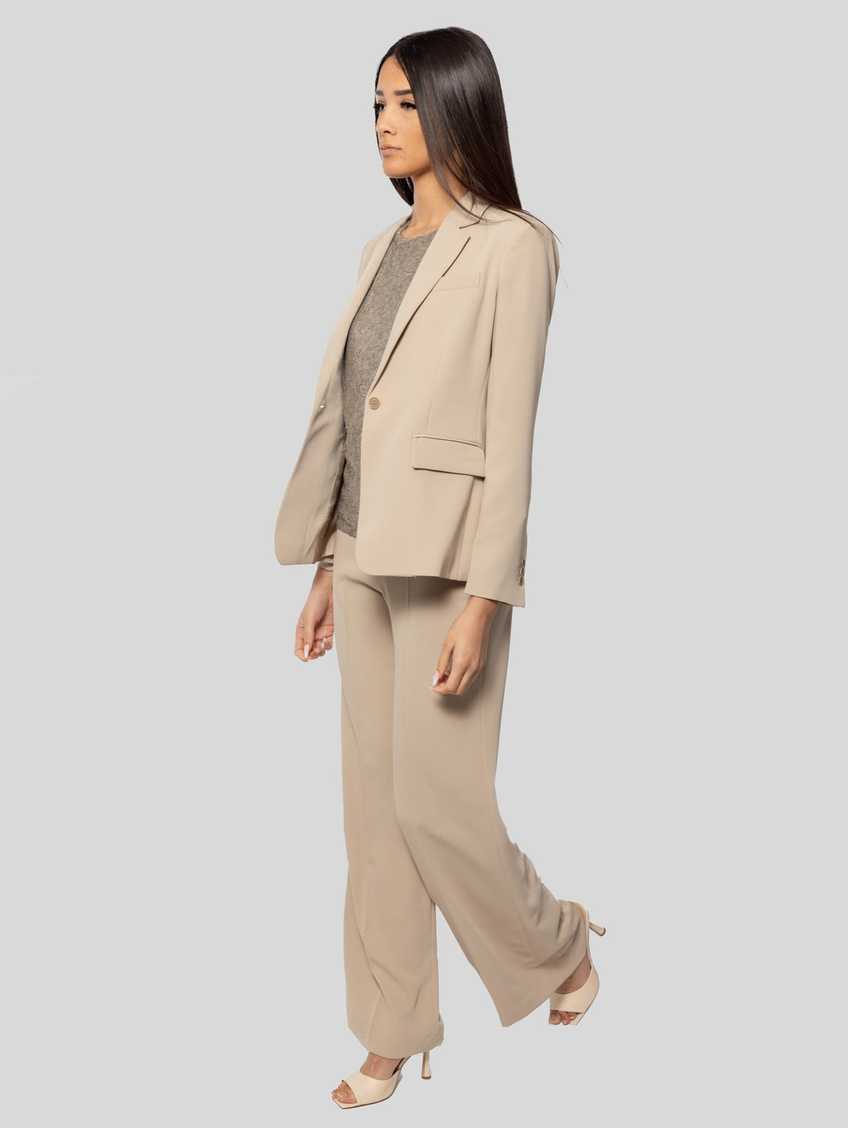 2026 New Arrival Giacca Monopetto in Cady Sabbia
