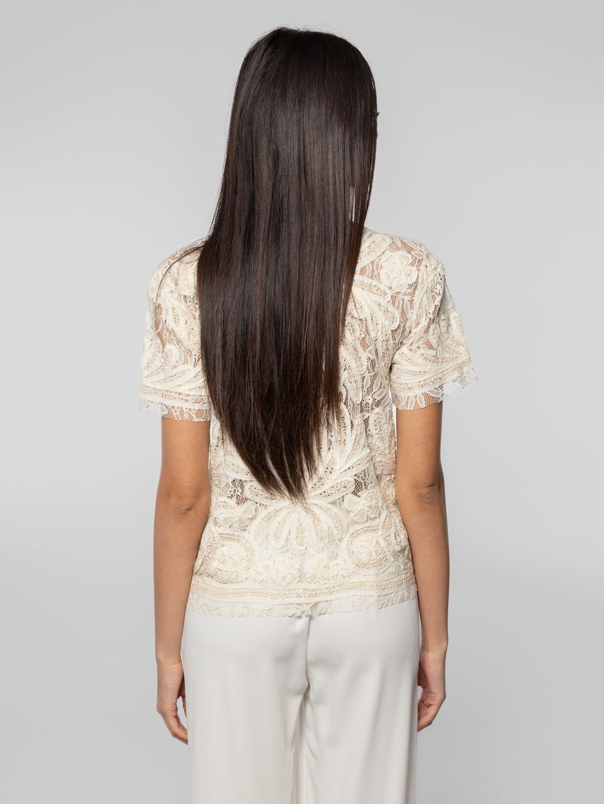 2026 New Arrival Blusa in Pizzo Macramè Ecrù