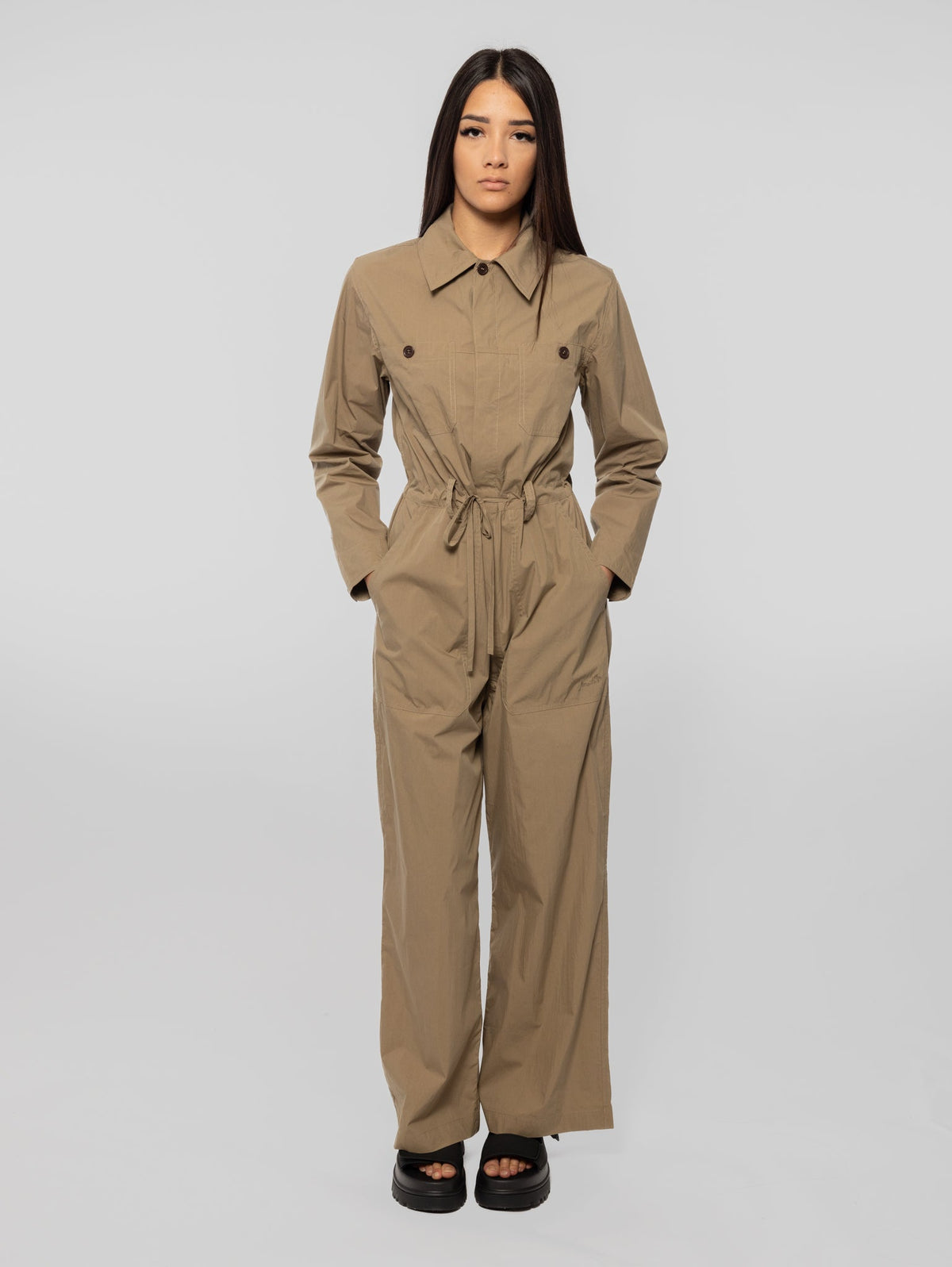 2026 New Arrival Tuta in Tessuto Leggero con Coulisse Verde