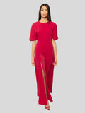 2026 New Arrival Abito Lungo con Spacco Laterale Rosso Scuro