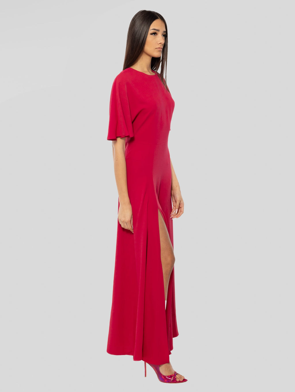 2026 New Arrival Abito Lungo con Spacco Laterale Rosso Scuro