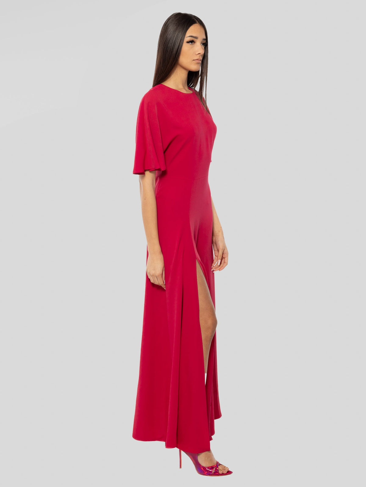 2026 New Arrival Abito Lungo con Spacco Laterale Rosso Scuro