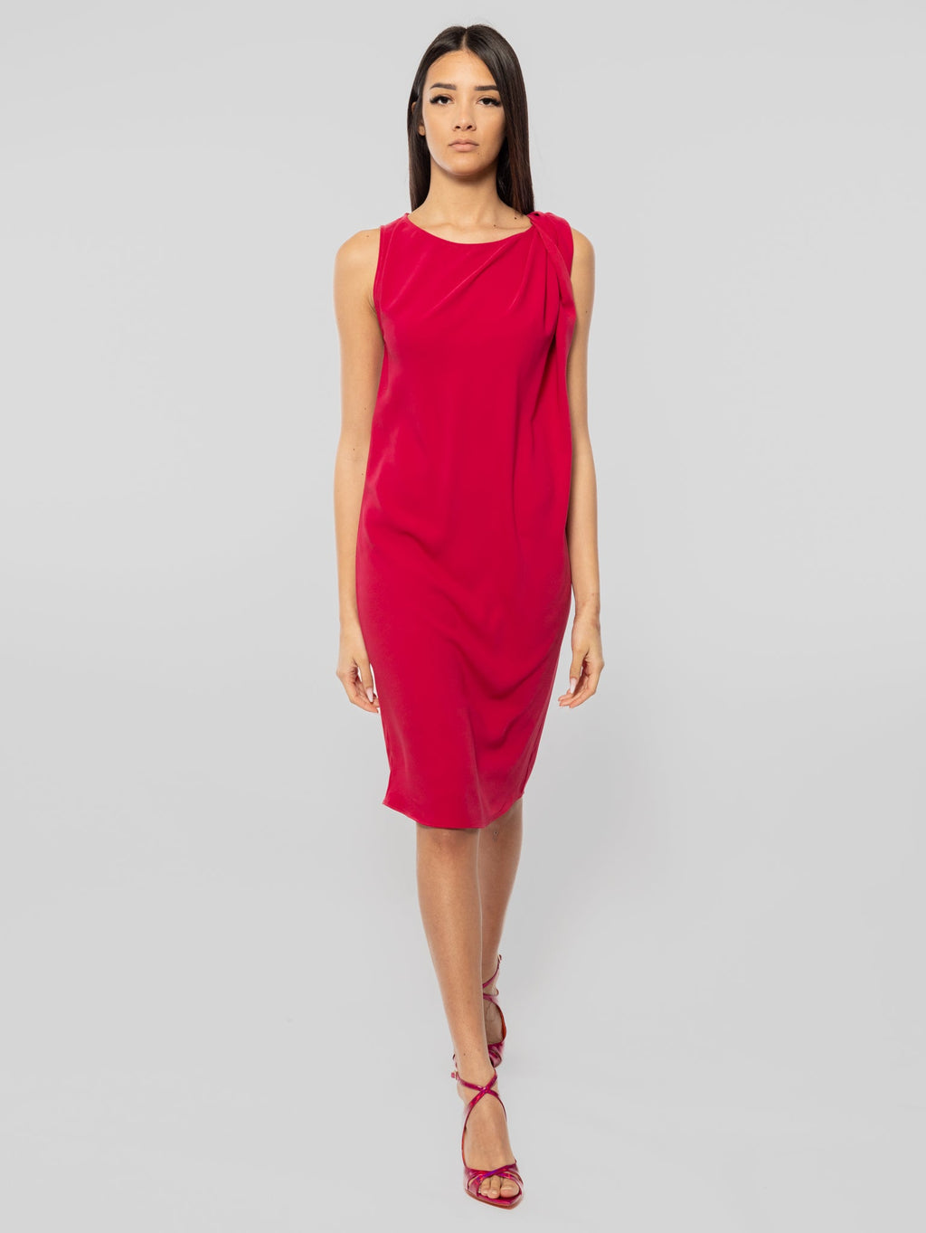 2026 New Arrival Abito in Cady con Torchon Rosso Scuro