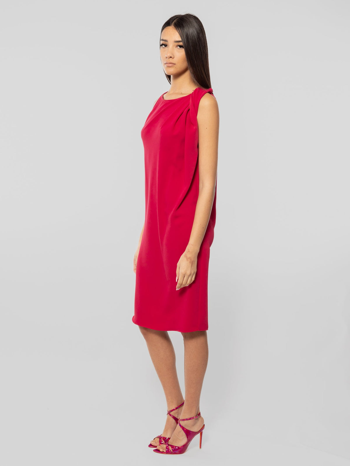 2026 New Arrival Abito in Cady con Torchon Rosso Scuro