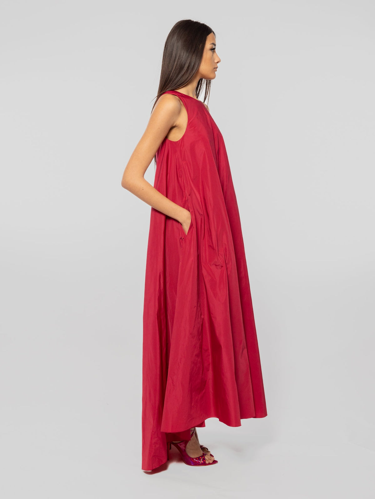 2026 New Arrival Abito Lungo in Taffet Fucsia