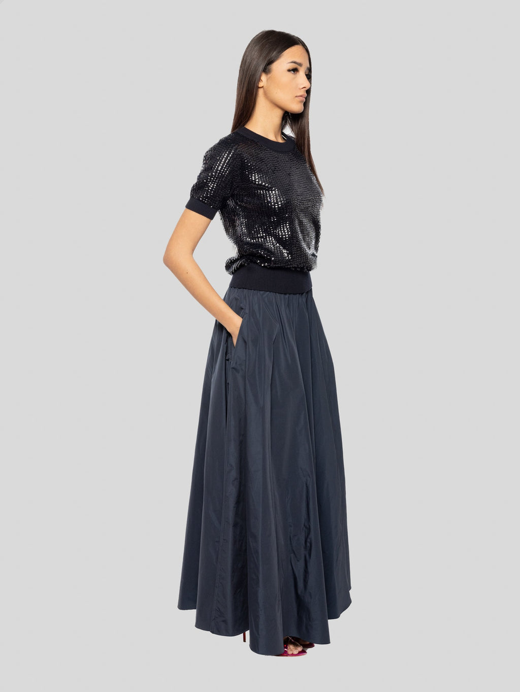 2026 New Arrival Gonna Lunga in Taffet Blu