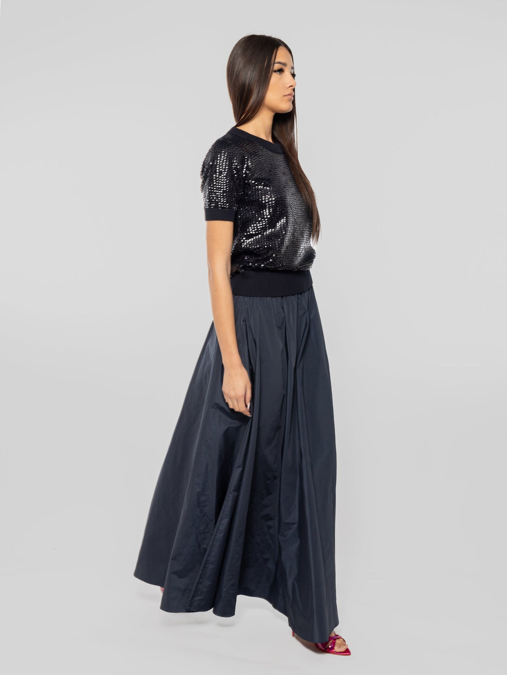 2026 New Arrival Maglia Girocollo Full Paillettes Blu
