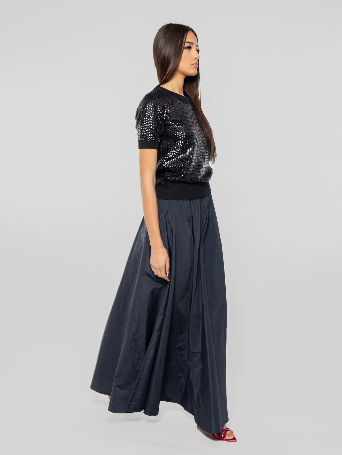 2026 New Arrival Maglia Girocollo Full Paillettes Blu