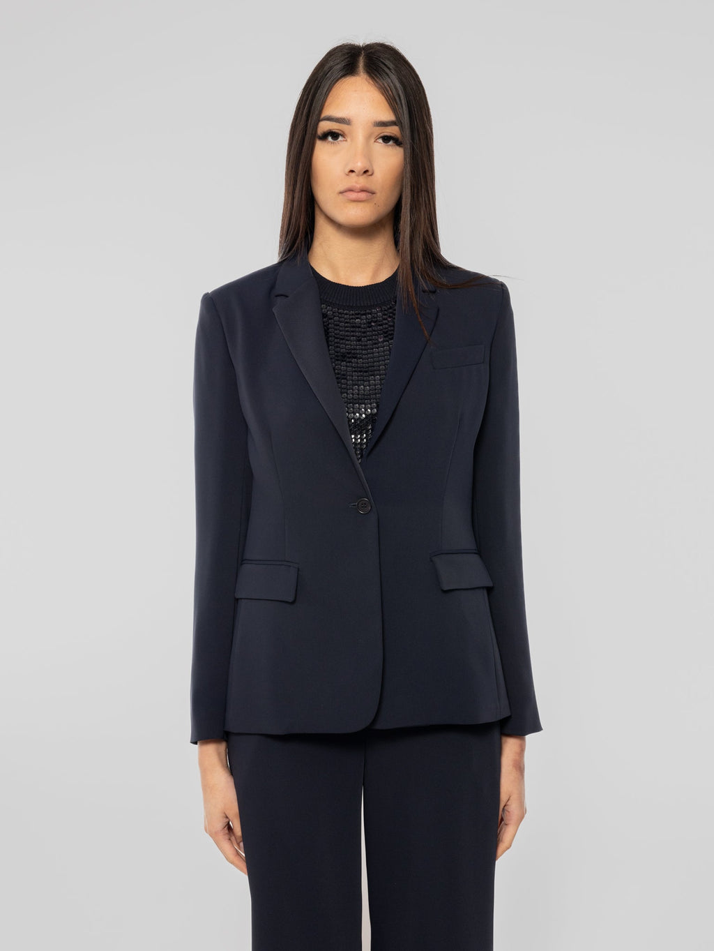 2026 New Arrival Giacca Monopetto in Cady Blu