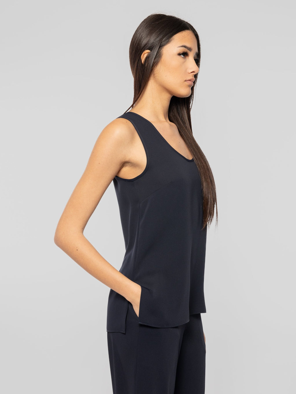 2026 New Arrival Top con Spacchetti Laterali Blu