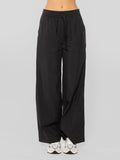 2026 New Arrival Pantaloni con Gamba Ampia in Tessuto Leggero Nero