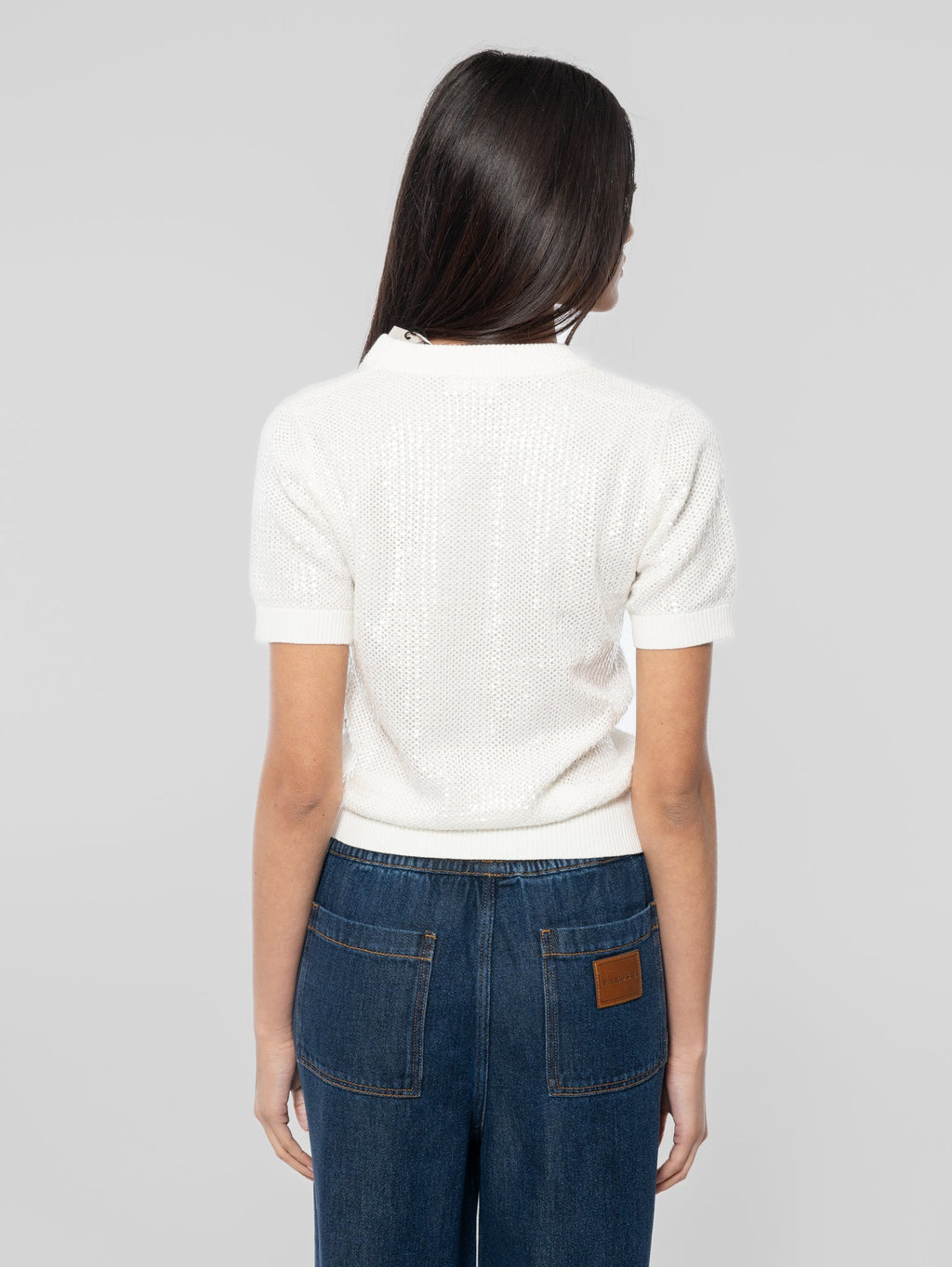 2026 New Arrival Maglia Girocollo Full Paillettes Panna