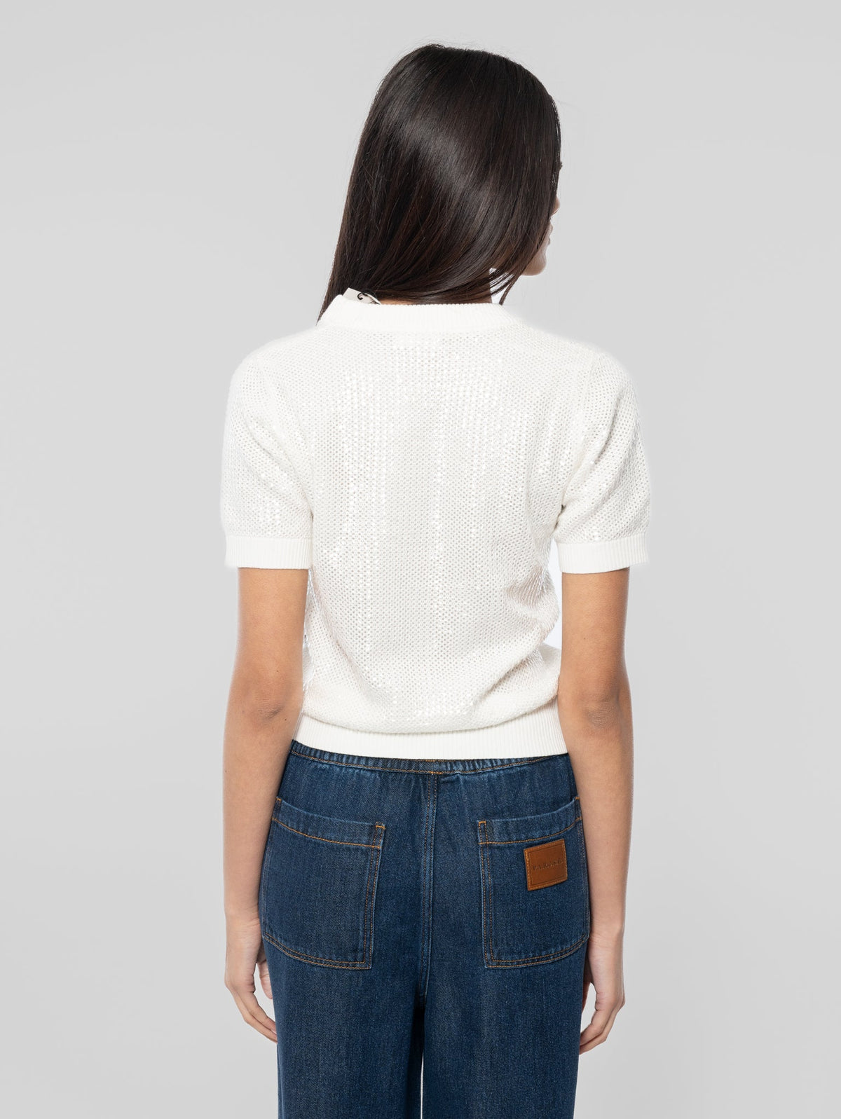 2026 New Arrival Maglia Girocollo Full Paillettes Panna