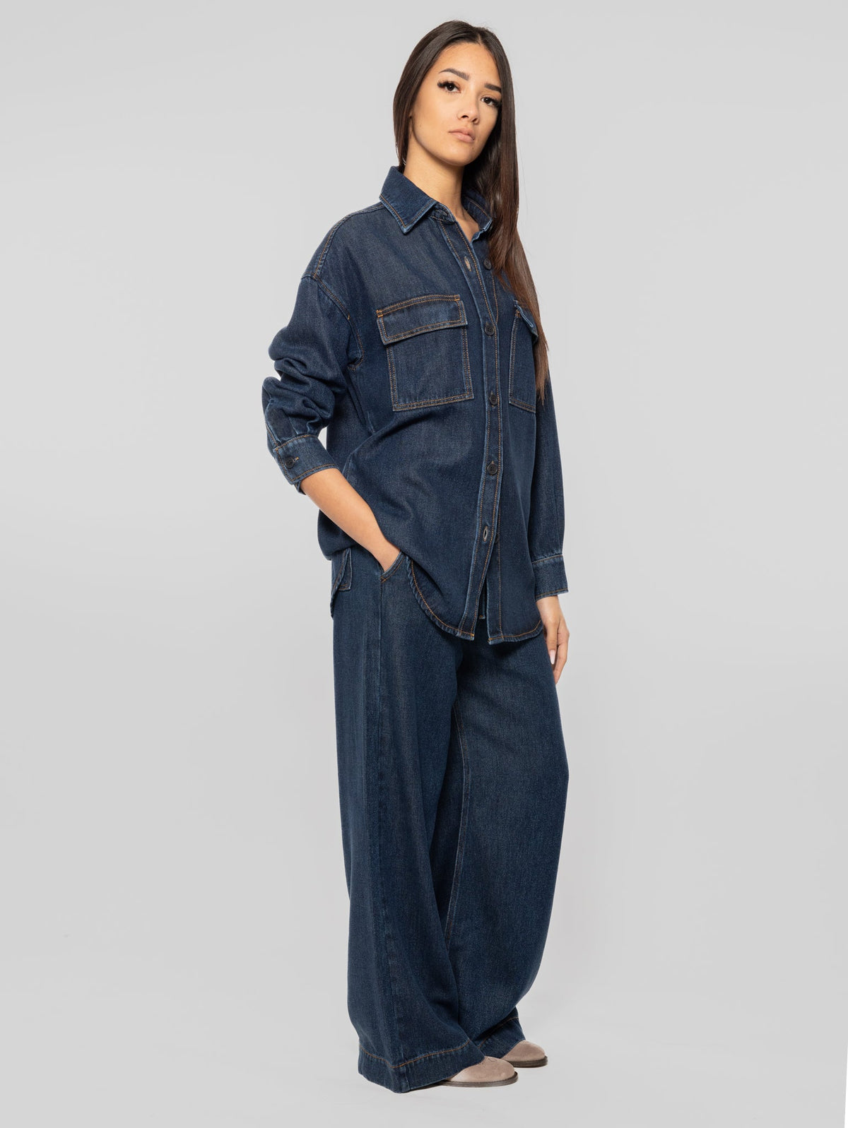 2026 New Arrival Pantaloni in Denim con Coulisse Blu