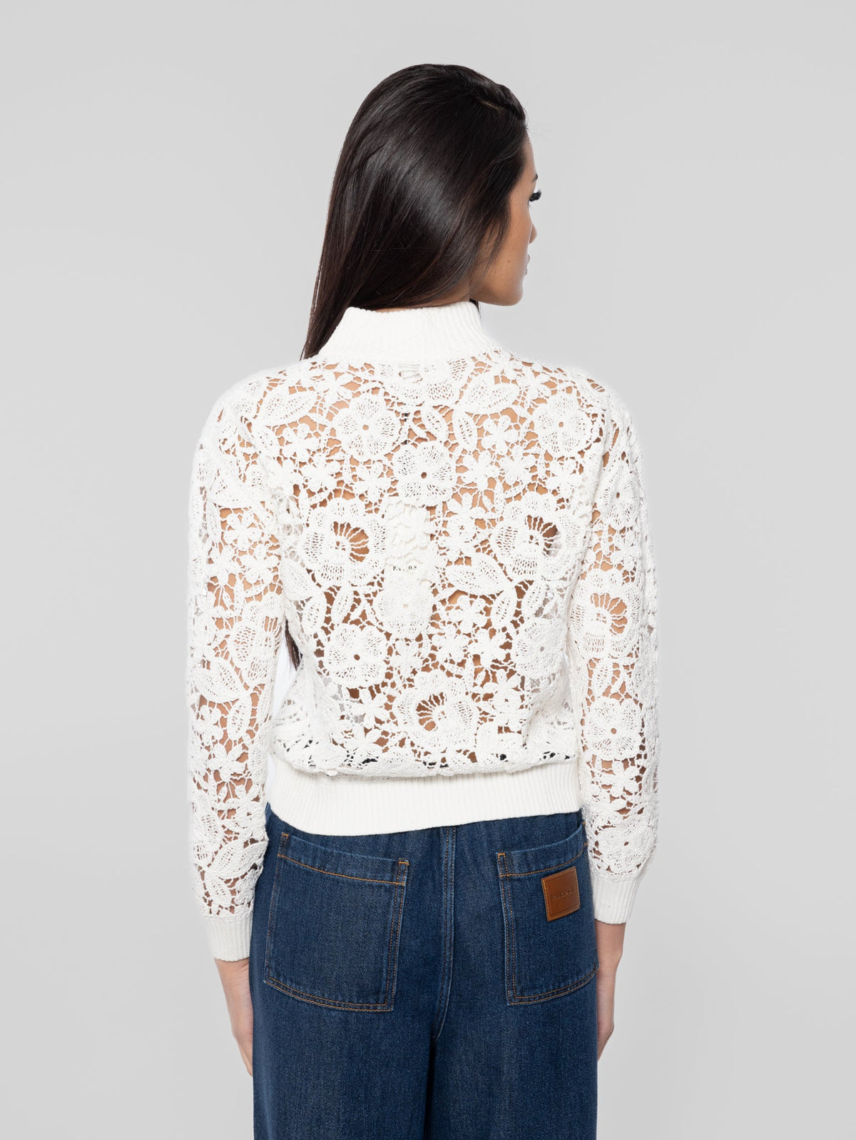 2026 New Arrival Bomber in Pizzo Macramè Panna
