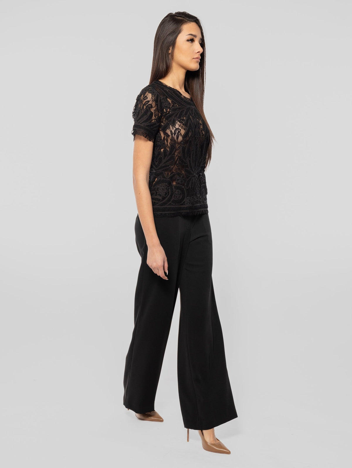 2026 New Arrival Pantaloni Palazzo in Cady Nero