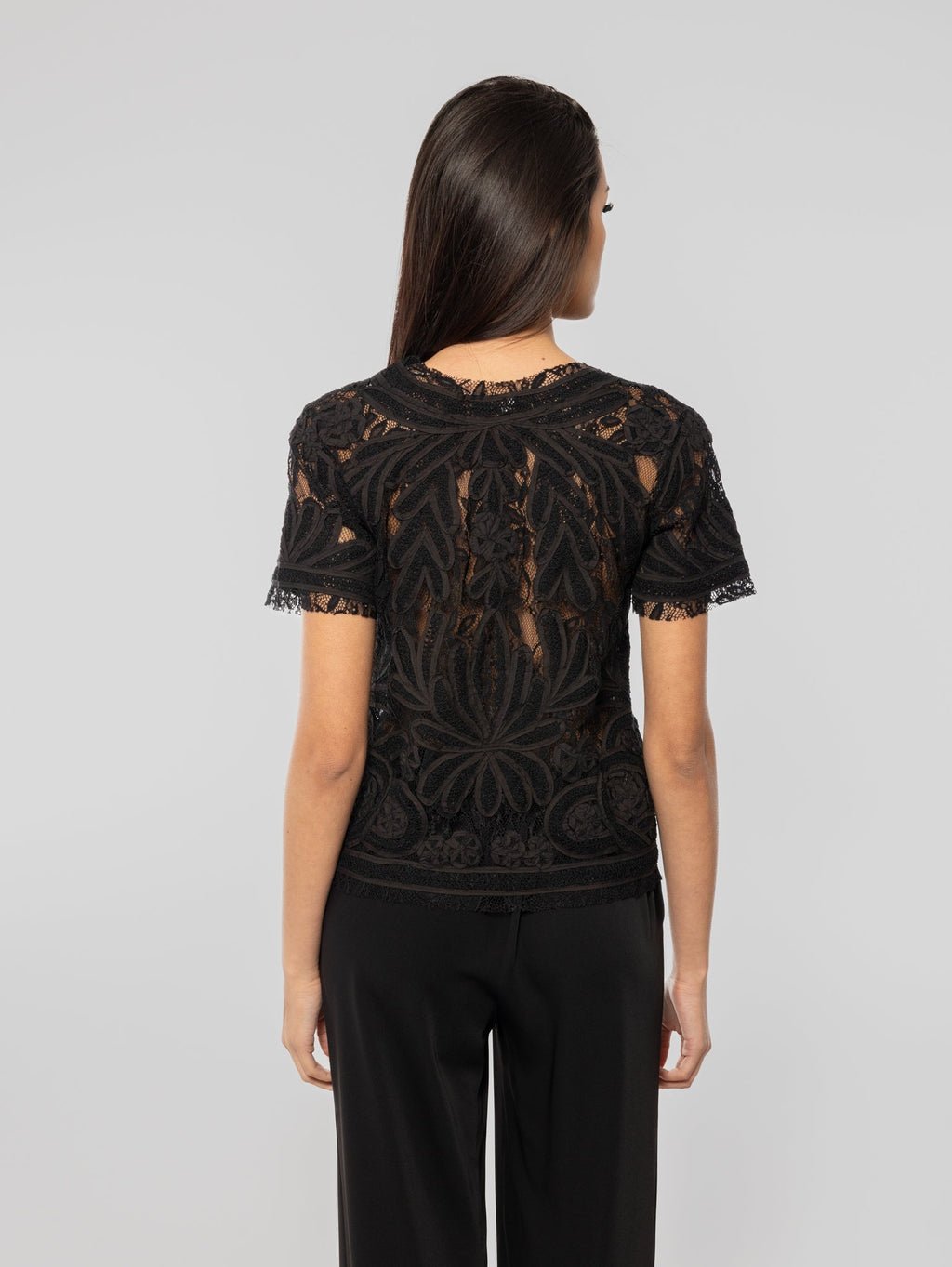 2026 New Arrival Blusa in Pizzo Macramè Nero