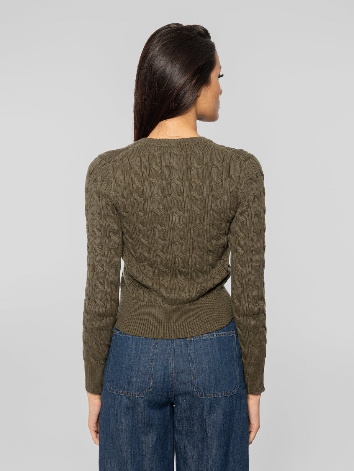 2026 New Arrival Cardigan in Cotone a Trecce Verde Oliva