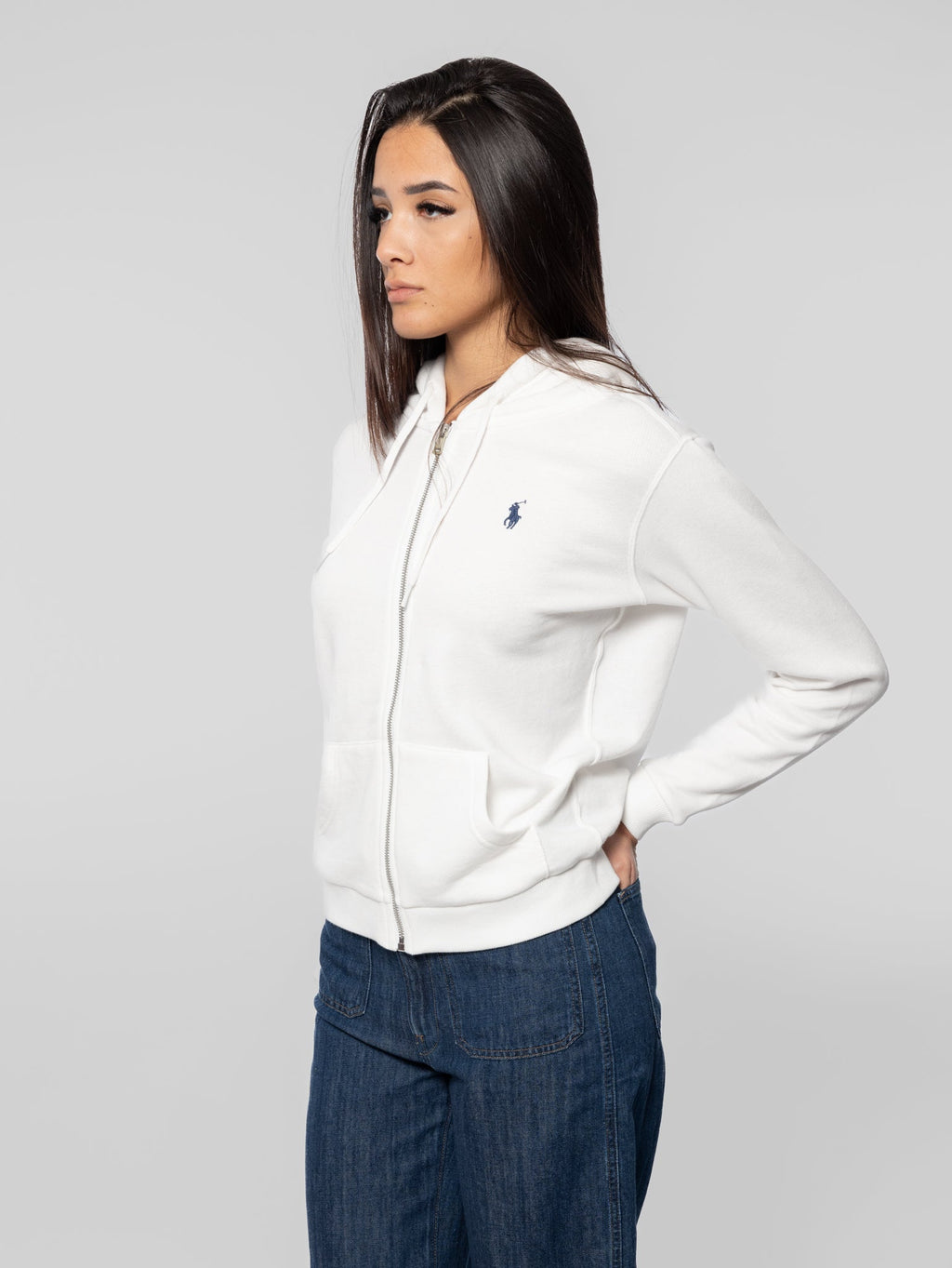 2026 New Arrival Felpa con Cappuccio in Cotone Loopback Bianco