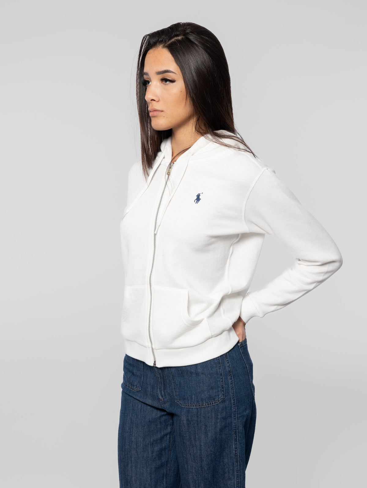 2026 New Arrival Felpa con Cappuccio in Cotone Loopback Bianco