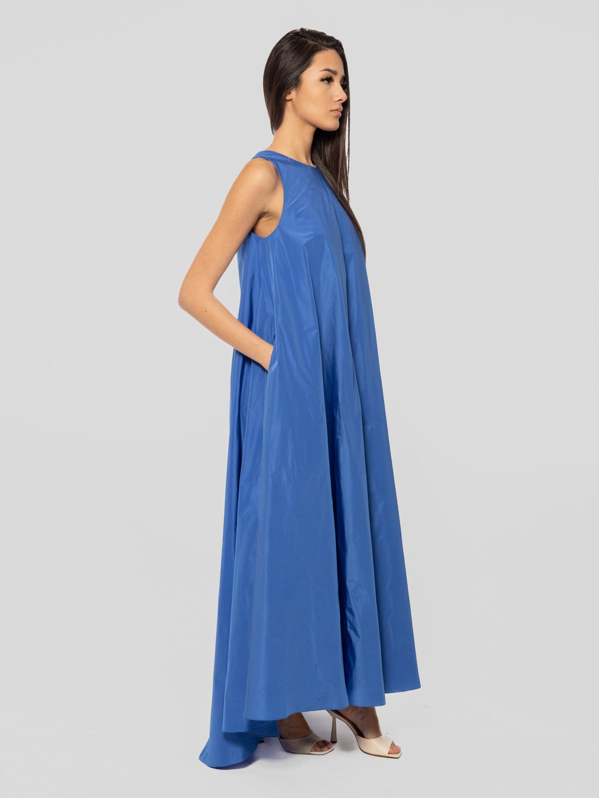 2026 New Arrival Abito Lungo in Taffet Blu Cielo
