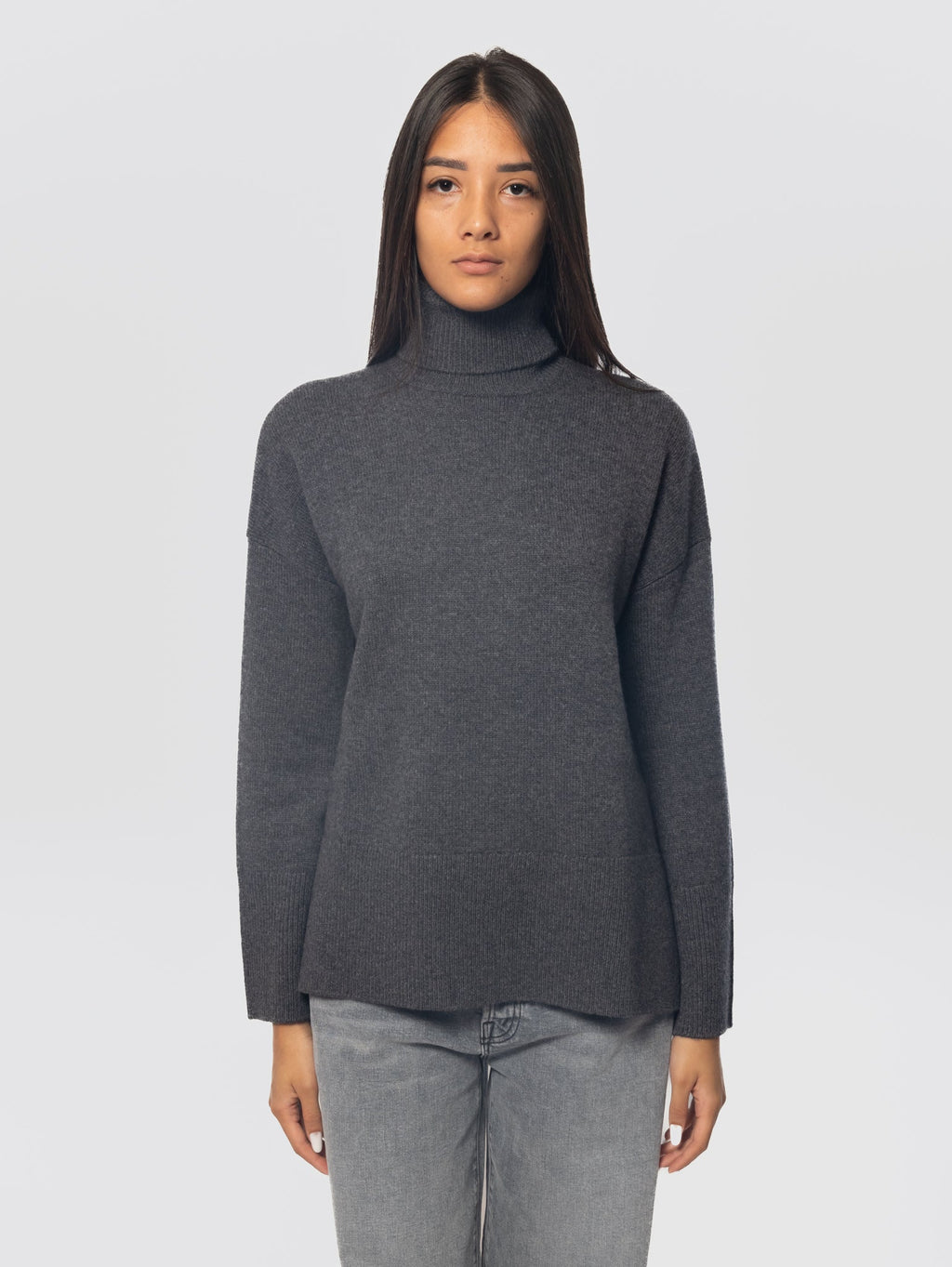 2026 New Arrival Maglia Collo Alto Oversize Grigio Scuro