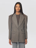 2026 New Arrival Giacca Oversize Pied de Poule Marrone