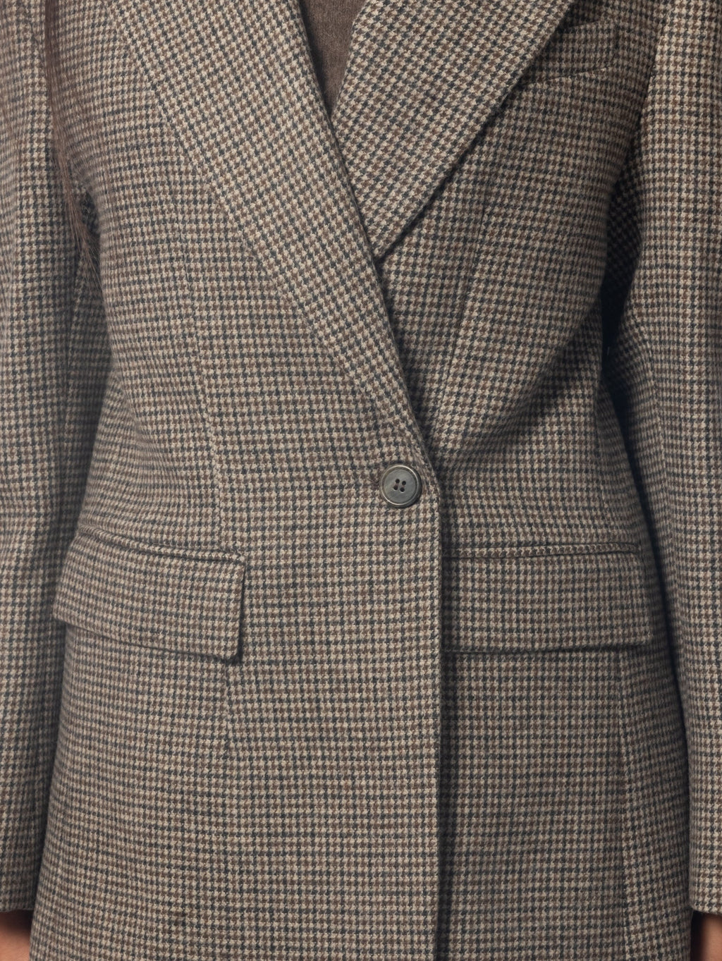 2026 New Arrival Giacca Oversize Pied de Poule Marrone
