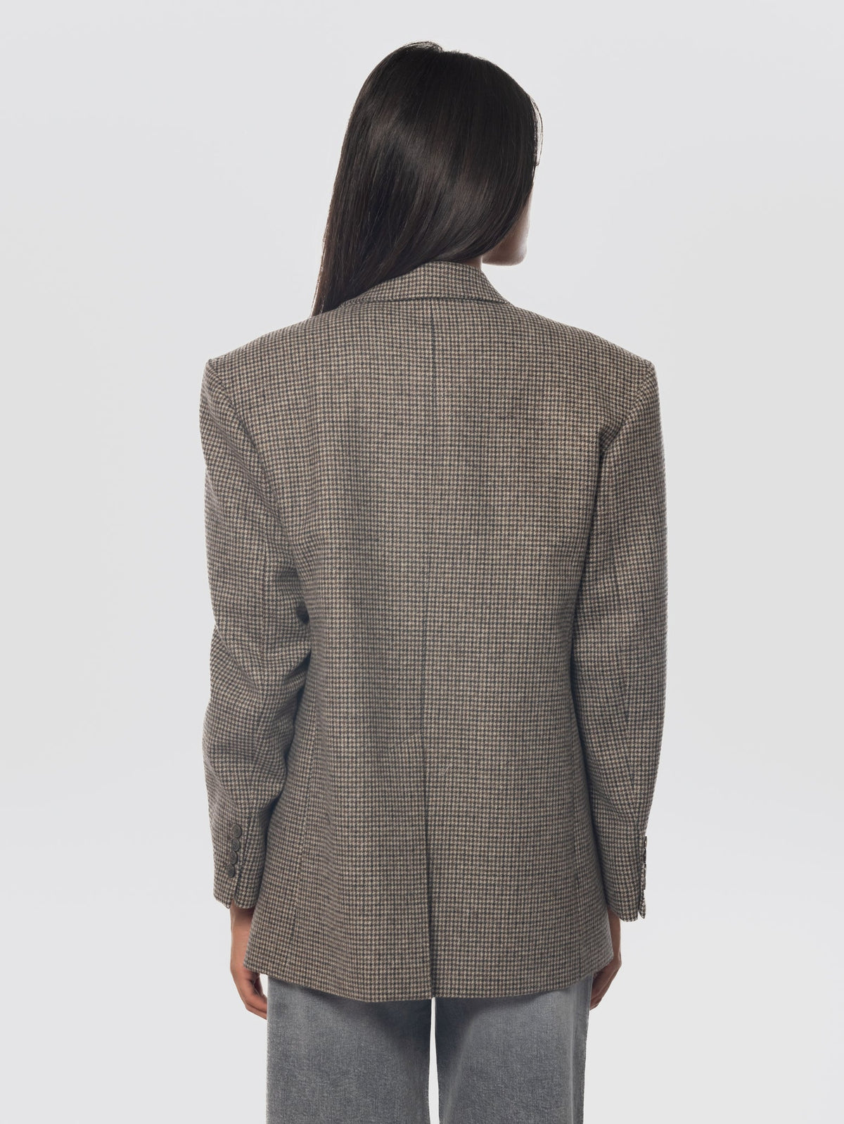 2026 New Arrival Giacca Oversize Pied de Poule Marrone