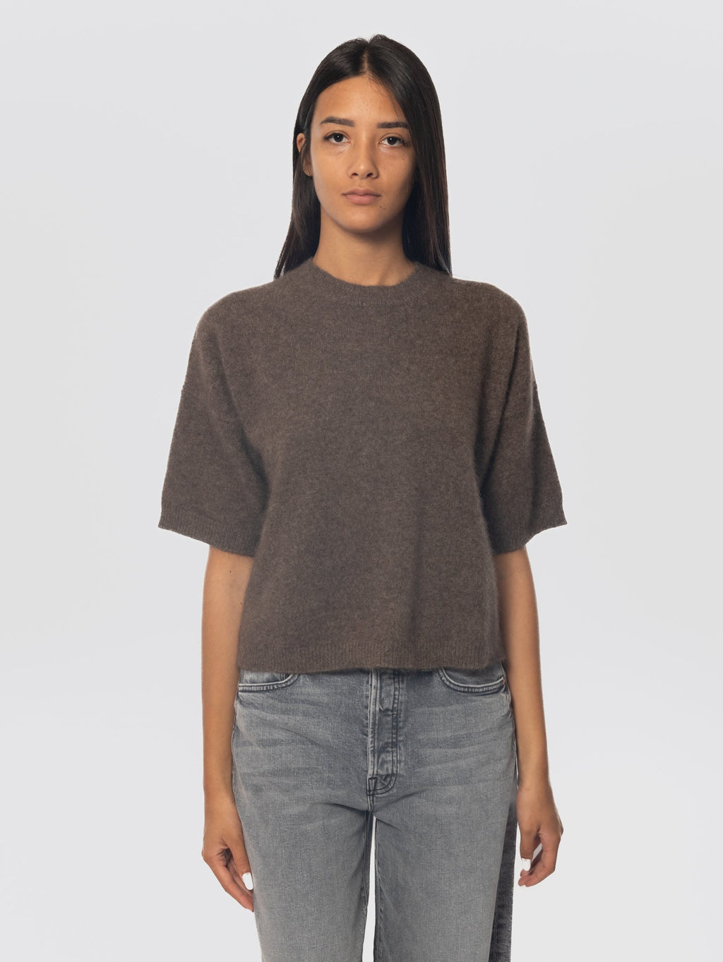 2026 New Arrival Maglia Girocollo in Racoon Castagna